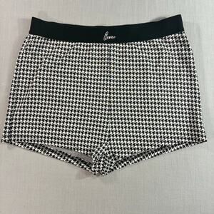 GSUWOO SO REAL Houndstooth Stretch Shorts Women’s XL Black White Pull On